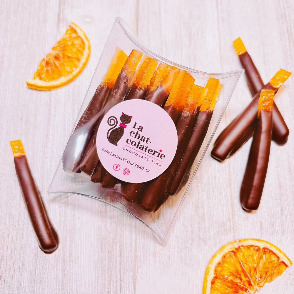 Écorces d'orange au chocolat noir 64%