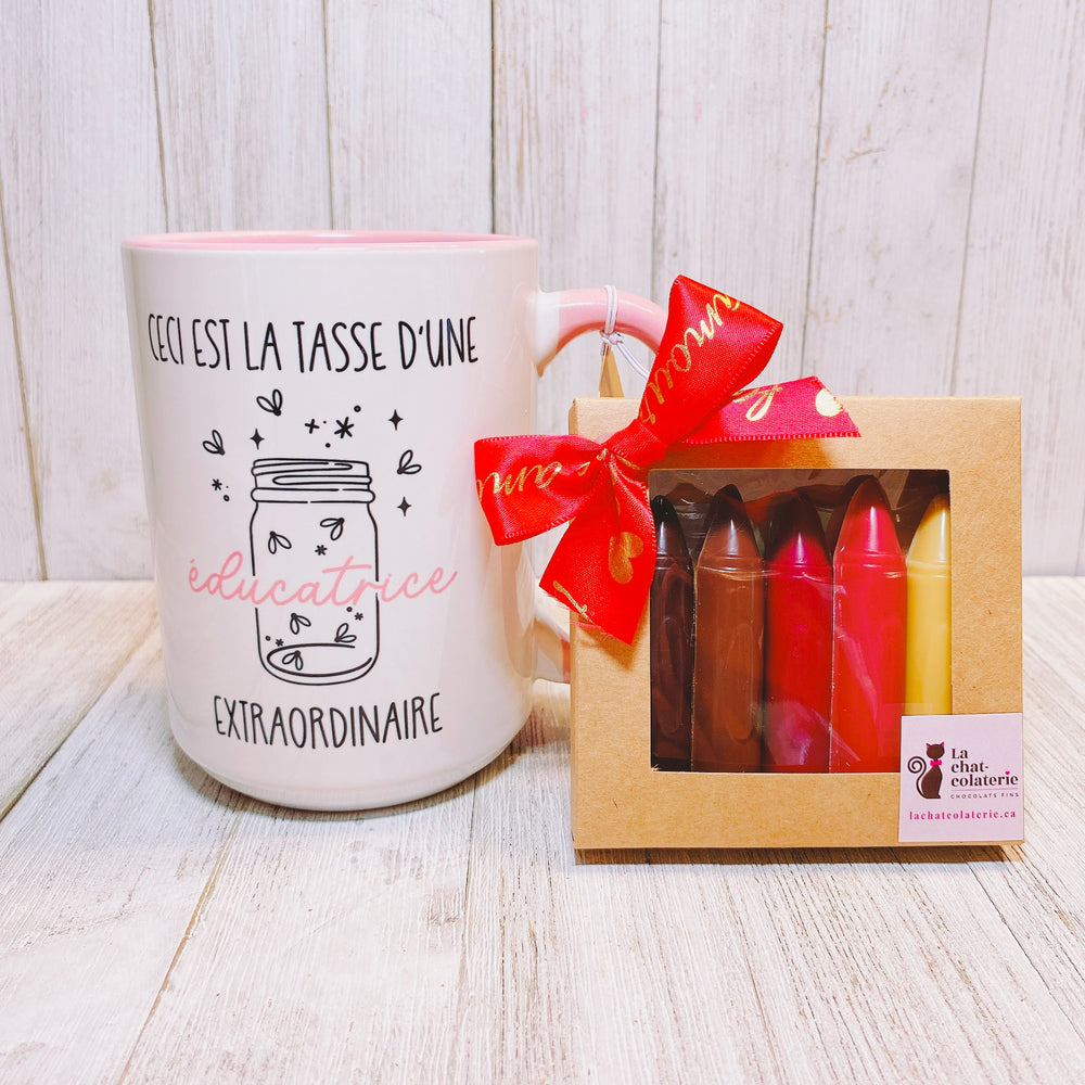 Ensemble cadeau tasse & choco-crayons